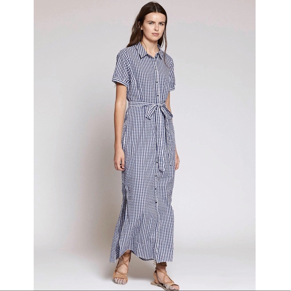 Sanctuary Women’s Blue Gingham Maxi Dress w Belt